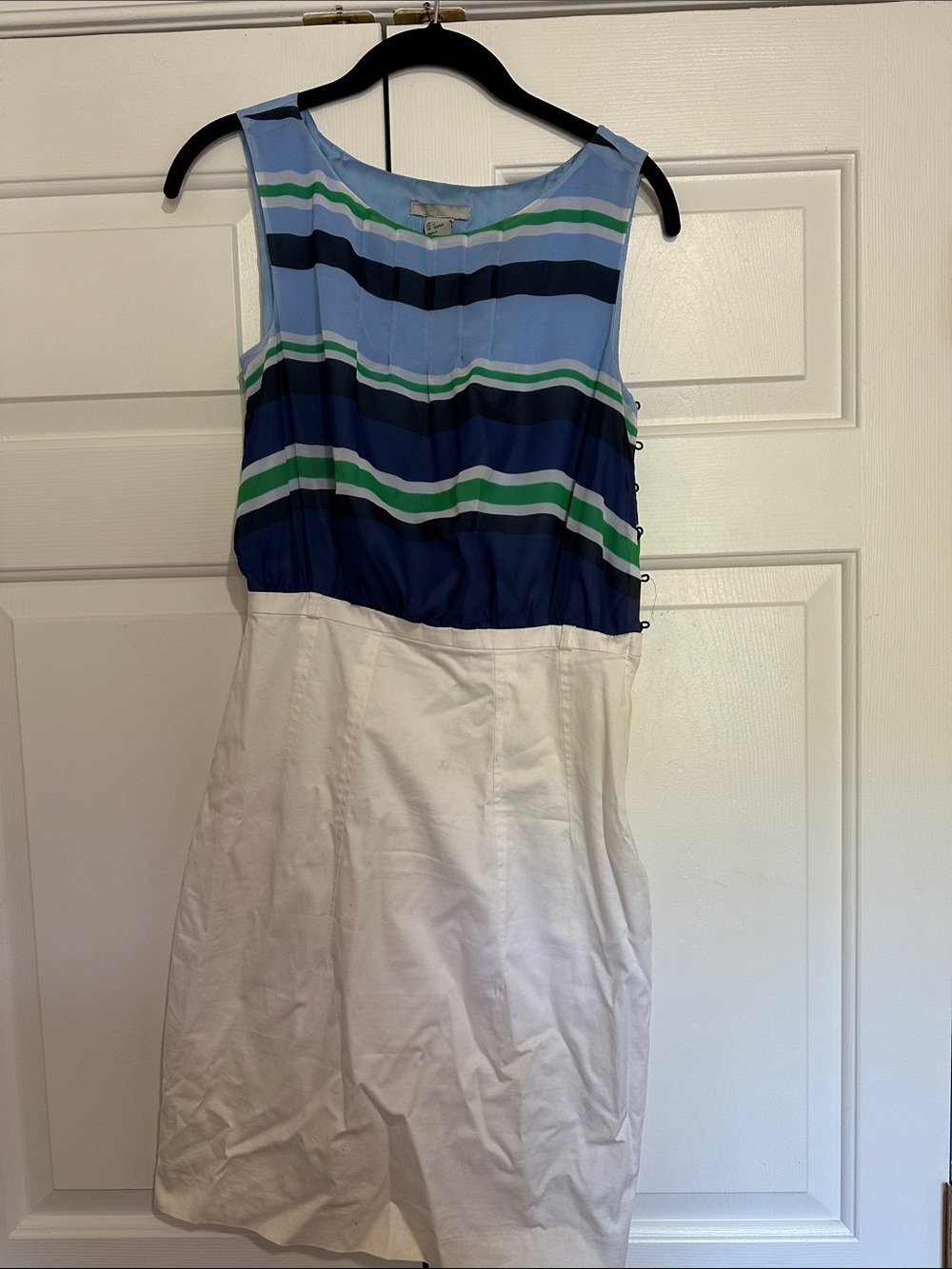 H&M Blue, Navy & White Sleeveless Striped Midi Dress